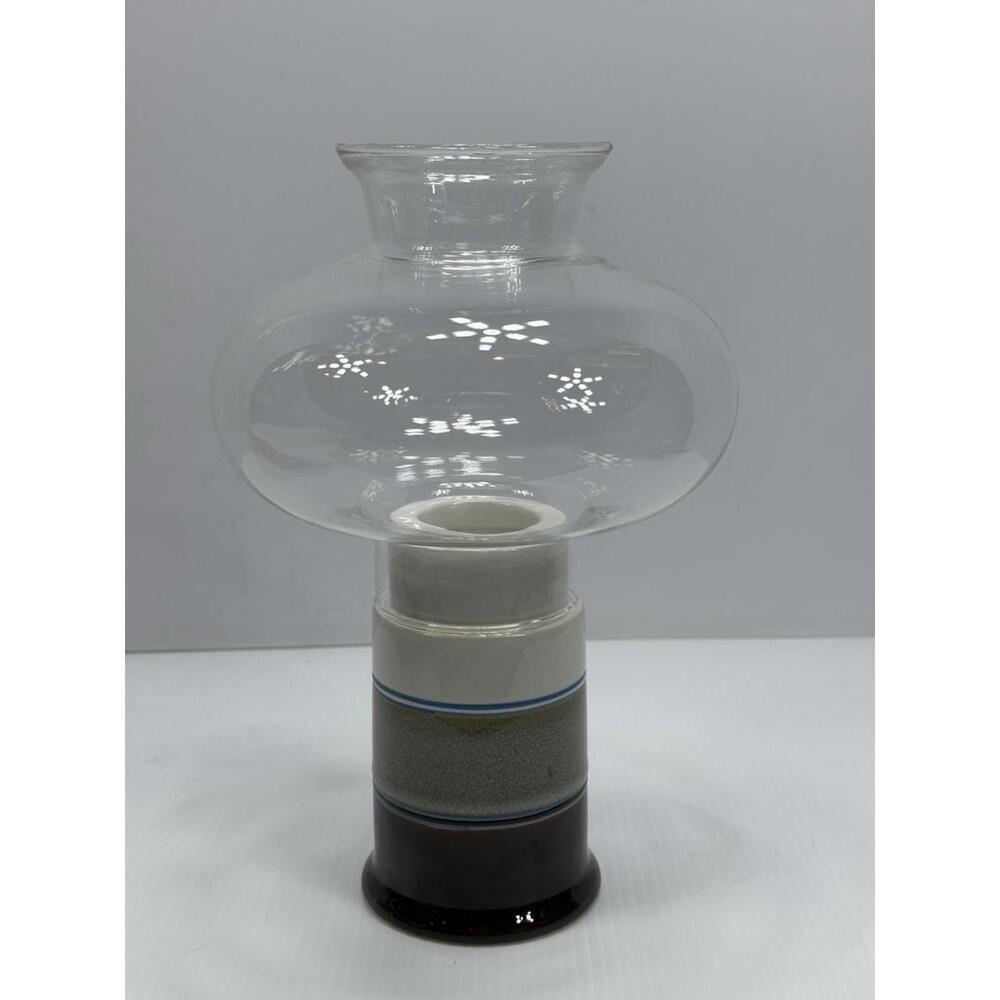 Vintage Colonial Candle of Cape Cod Hurricane Glass‎ Candle Lamp Stoneware Japan